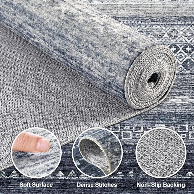 Nakagishi Area Rugs 9x12 Living Room Rug: Washable Boho Large Neutral Modern - Image 3