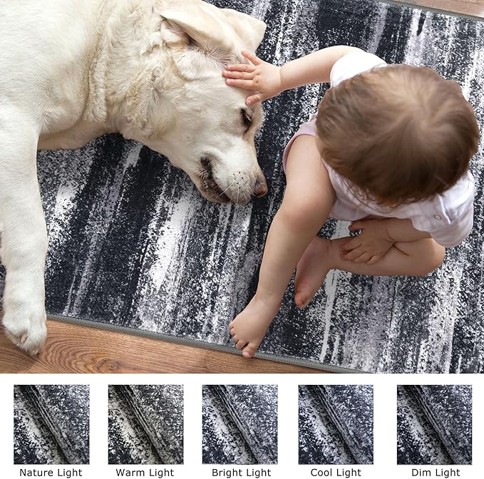 Lansny Modern Abstract Entryway Rug Indoor 2x3 Washable Rug Non-Slip Soft Small - Image 7