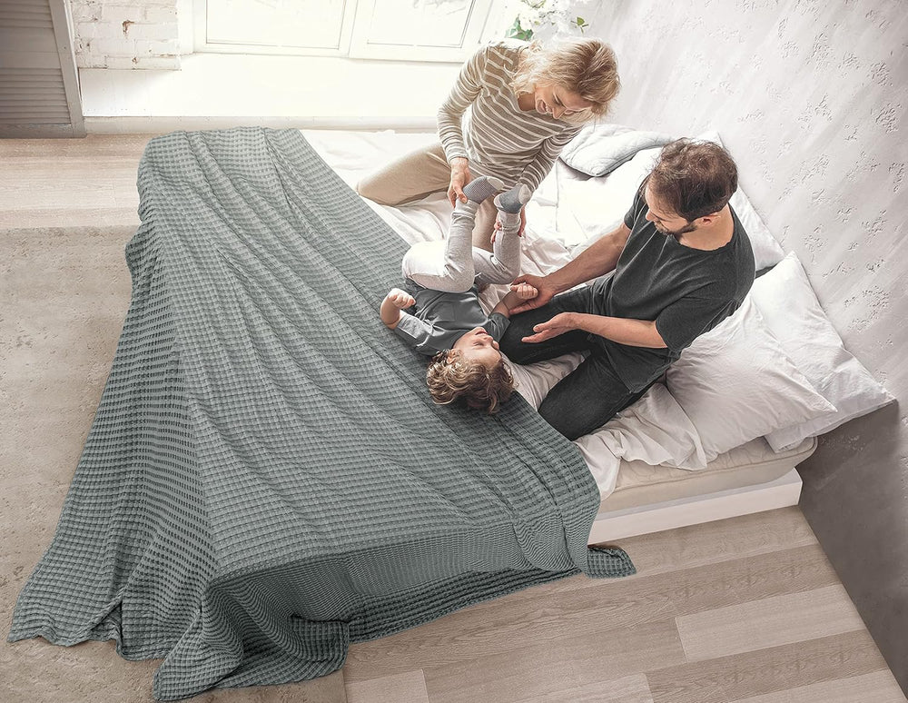 Utopia Bedding 100% Cotton Waffle Blanket King Size Cool Grey, 90x108 Inch