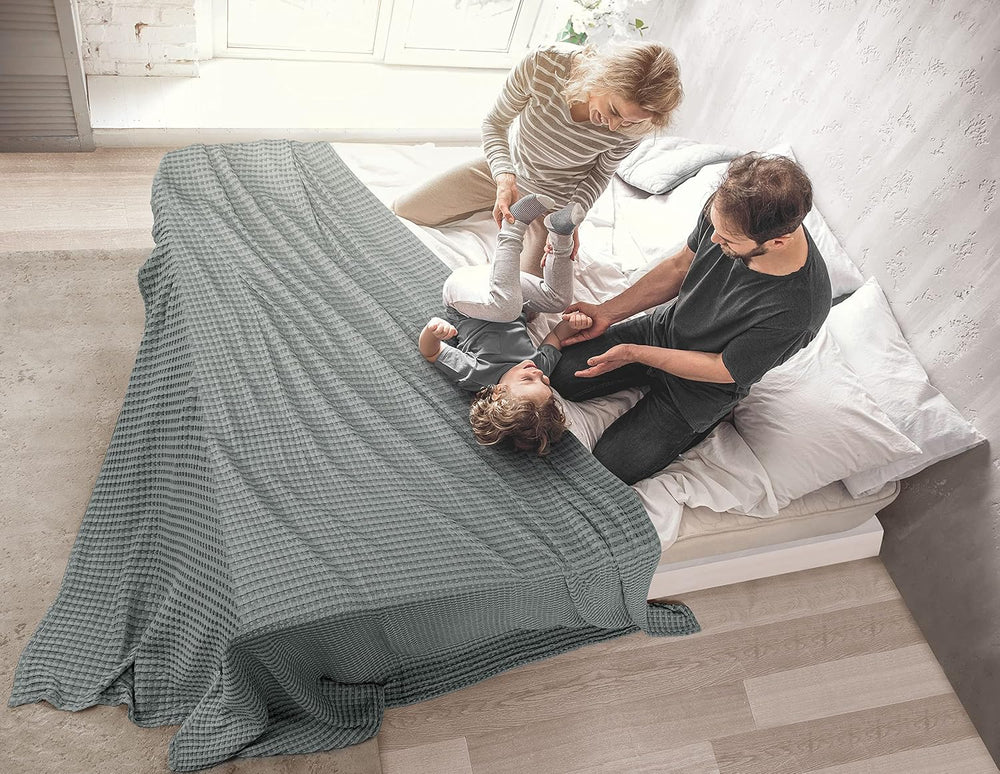 Utopia Bedding 100% Cotton Waffle Blanket Full Size Cool Grey, 90x84 Inch