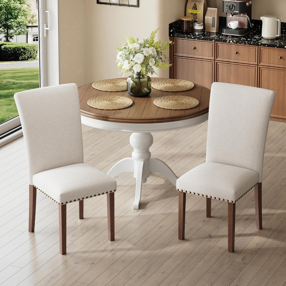COLAMY Upholstered Parsons Dining Chairs Set of 2, Fabric Dining Room Kitchen...