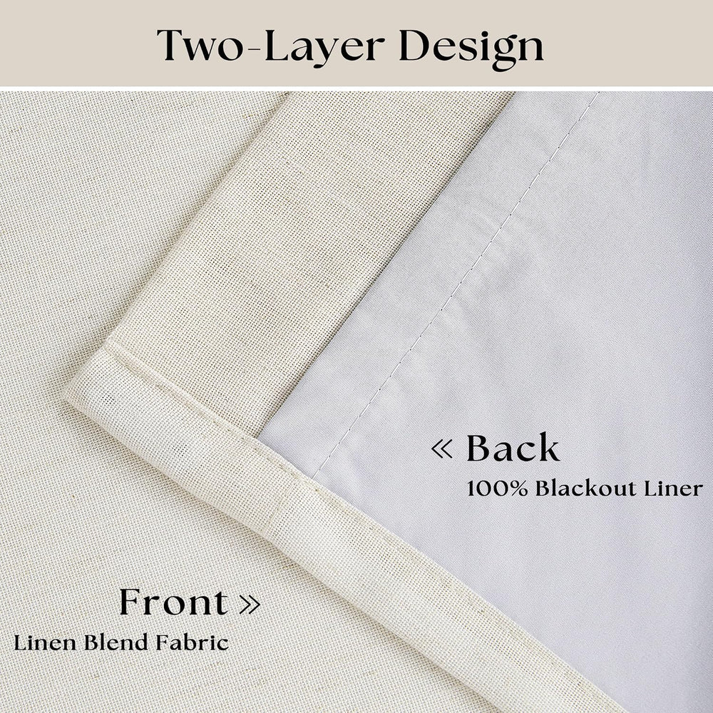 TWODRAPES 102 Inches Long Pinch Pleated Linen Blackout Curtains for Bedroom