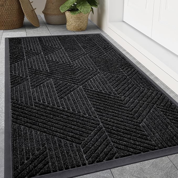 Smiry Front Door Mat Outside Entrance, Heavy Duty Sturdy Natural Rubber Doormat by Smiry