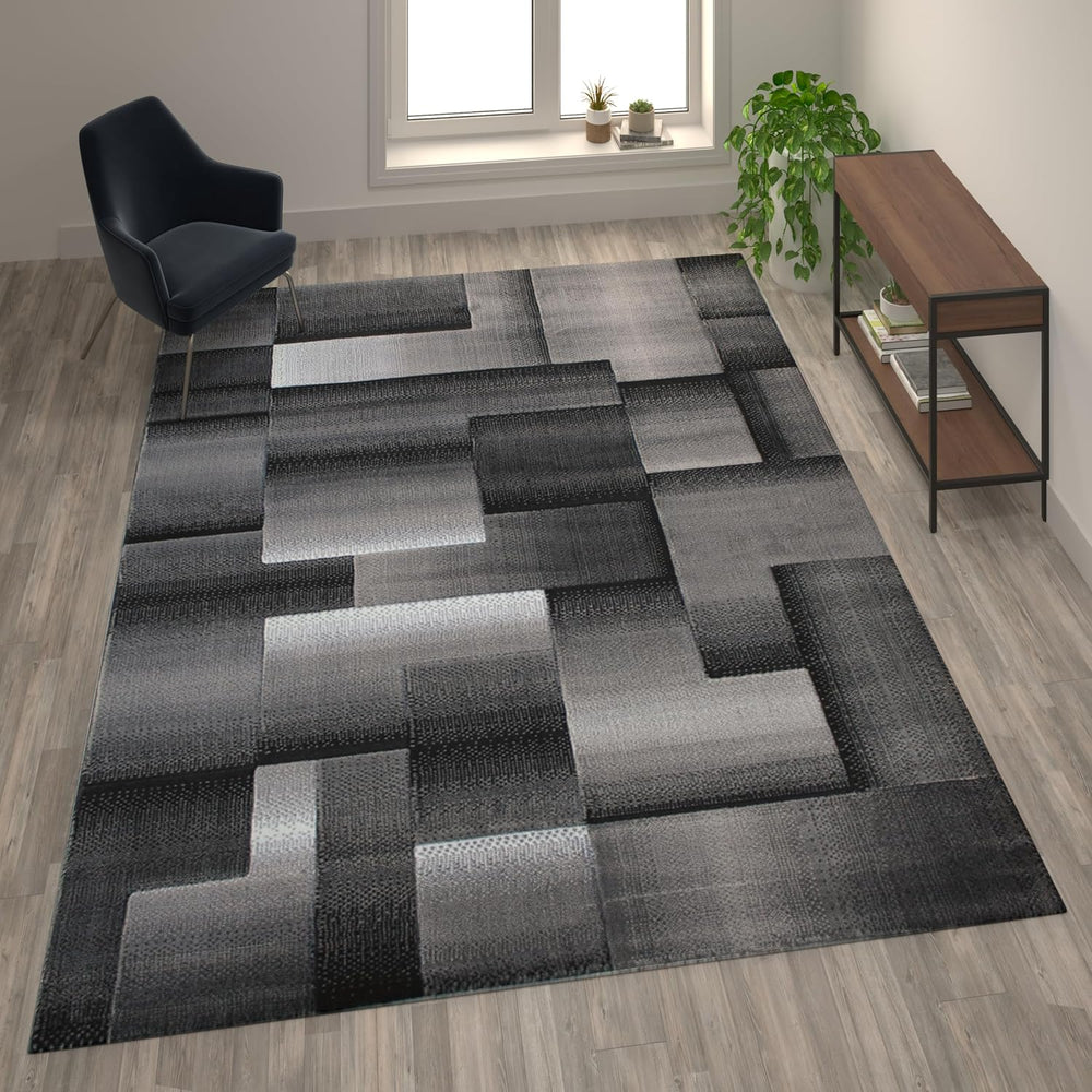 Flash Furniture Elio Collection Color Blocked Pattern Area Rug - High Pile Gr...