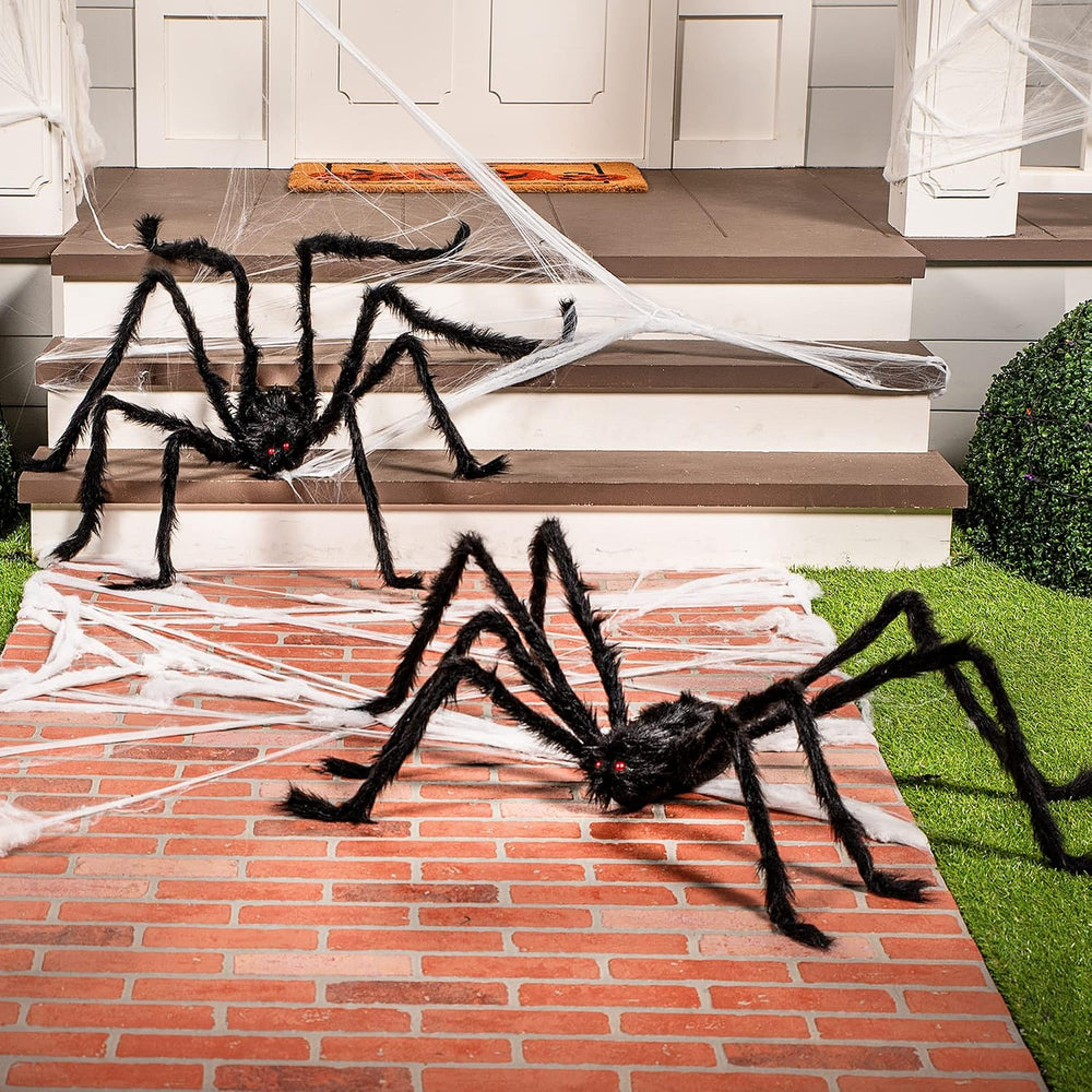 JOYIN 2 Pack 5 Ft Halloween Outdoor Decorations Hairy Black Spider, Scary Gia...