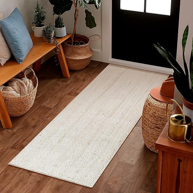 Hausattire Hand Woven Jute Braided Rug, Reversible Boho Entry Area Rugs - Image 2