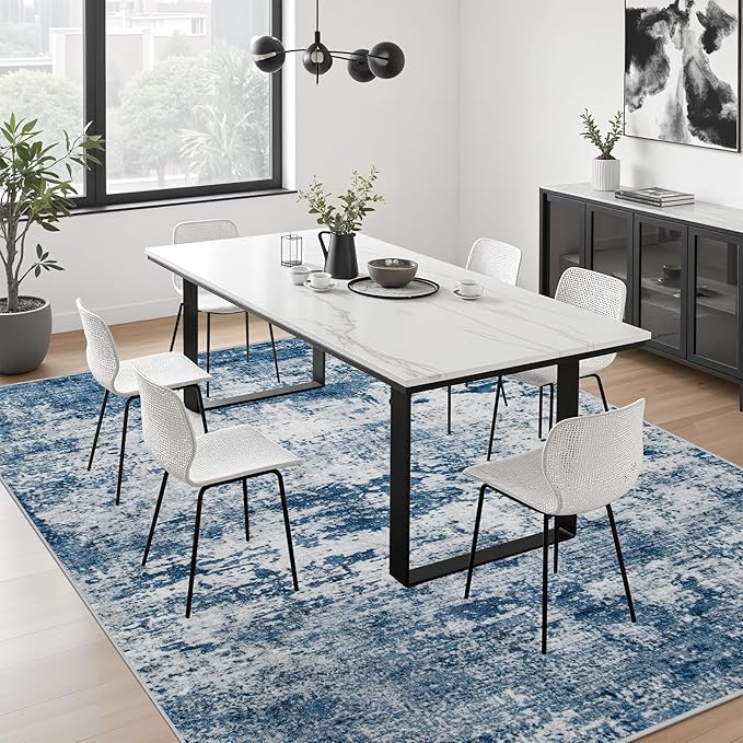 9x12 Area Rug Living Room Rug: Washable Modern Abstract Soft Thin Rug Indoor - Image 5