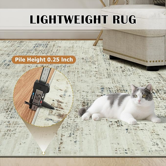 8x10 Area Rugs for Living Room Washable Rug: Anti-Skid Abstract Modern Living - Image 6