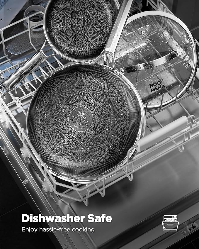 Pots and Pans Set Hybrid Stainless Steel, Dishwasher & Oven Safe, Metal Utensil - Image 8
