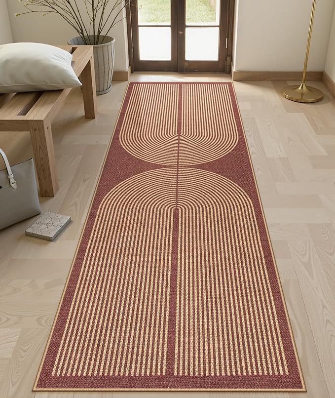 Lahome Enfys Modern Rainbow Easy Jute Entryway Runner Rug, Washable Indoor by Lahome