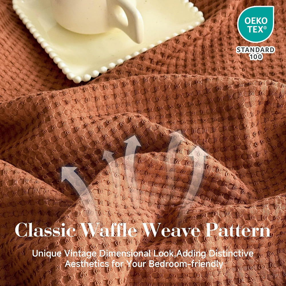Simple&Opulence 100% Cotton Waffle Weave Blanket Twin Size 66"x90&qu...
