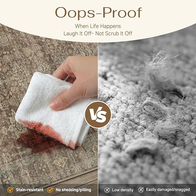 9x12 Washable Area Rug for Living Room Bedroom Vintage Rust Red Non Slip Carpet - Image 8