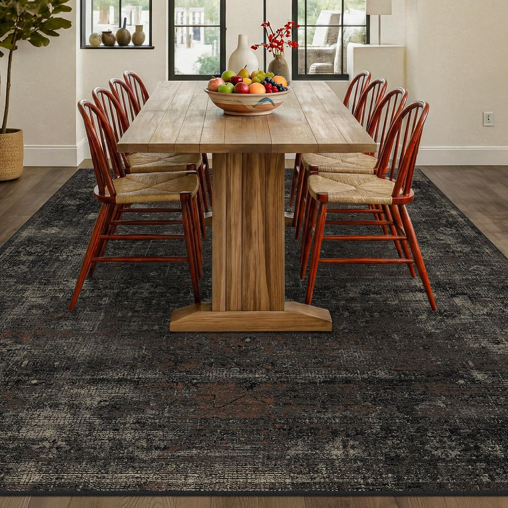 TALANOVA Modern Farmhouse Black 10x14 Washable Area Rug for Living Room &...
