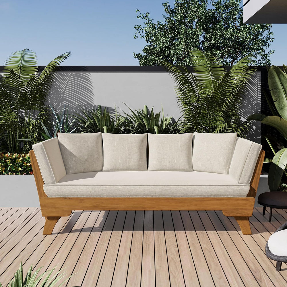 Christopher Knight Home Gary Patio Convertible Couch, Wooden Outdoor Daybed, ...