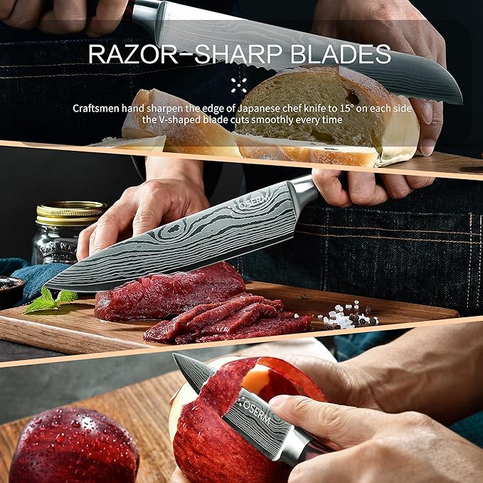 Knife Set | Gift-Ready 6-Piece Japanese Style Kitchen Knife Set — Burgundy Gift - Image 9