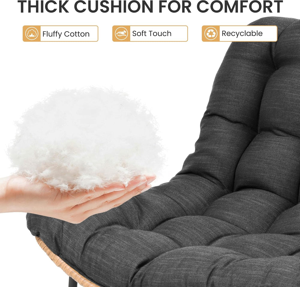 Outdoor Loveseat, Boho Rattan Patio Couch with Soft Cushion (Black)