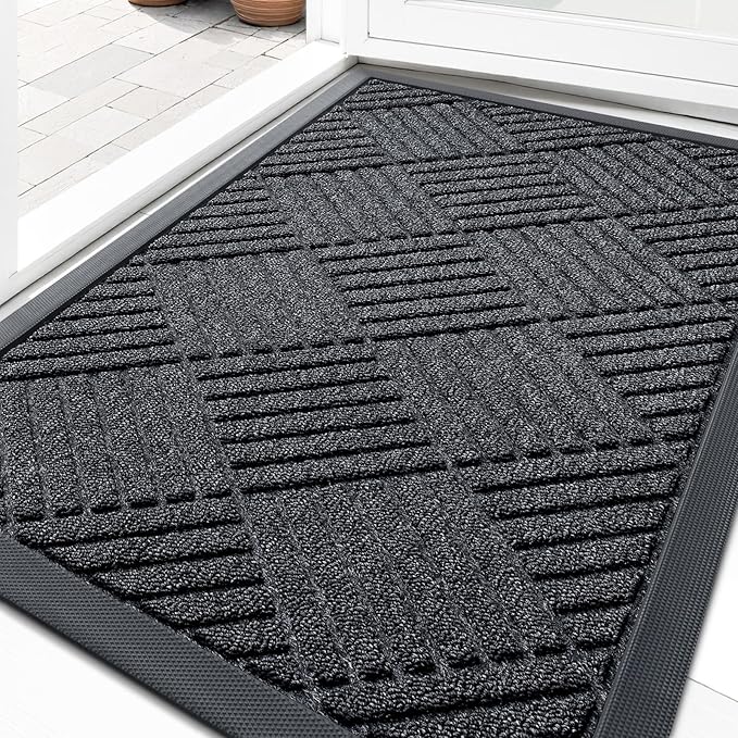 OLANLY Front Door Mat Outside Entrance 33x21, Heavy Duty Sturdy Natural Rubber by OLANLY