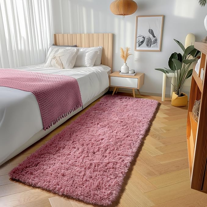 ONASAR Blush Runner Rugs for Bedroom Living Room, Fluffy 2x6 Bedside Hallway - Image 5