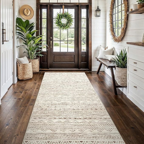 4x10 Washable Hallway Runner Rug：Moroccan Non-Slip Wide Runners by Ksrau