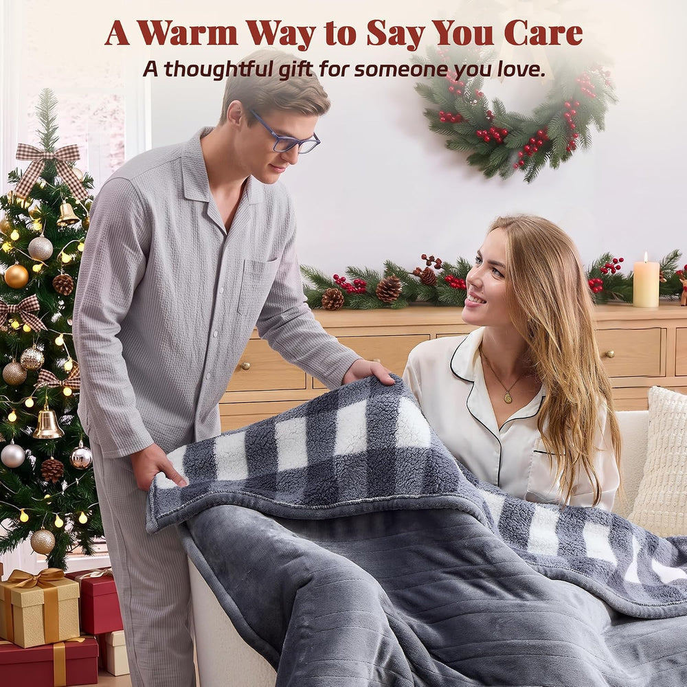 Heated Blanket Twin 62x84, Flannel & Sherpa, 6 Heat Levels 1-12H Timer