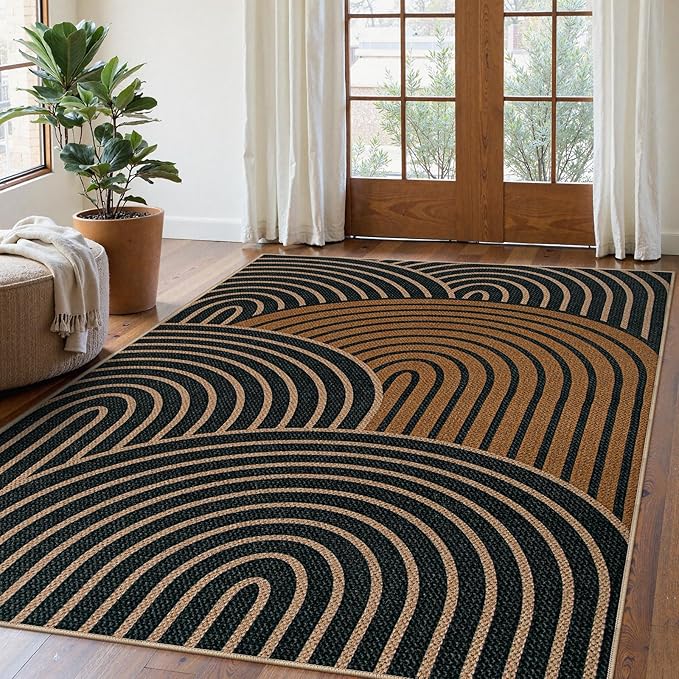 Lahome Enfys Modern Rainbow Easy Jute Carpet, Washable Rugs 5x7 by Lahome