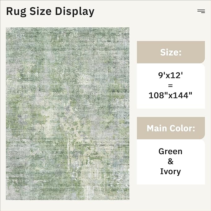 9x12 Area Rugs for Living Room, Non-Slip Machine Washable Vintage Rugs - Image 5