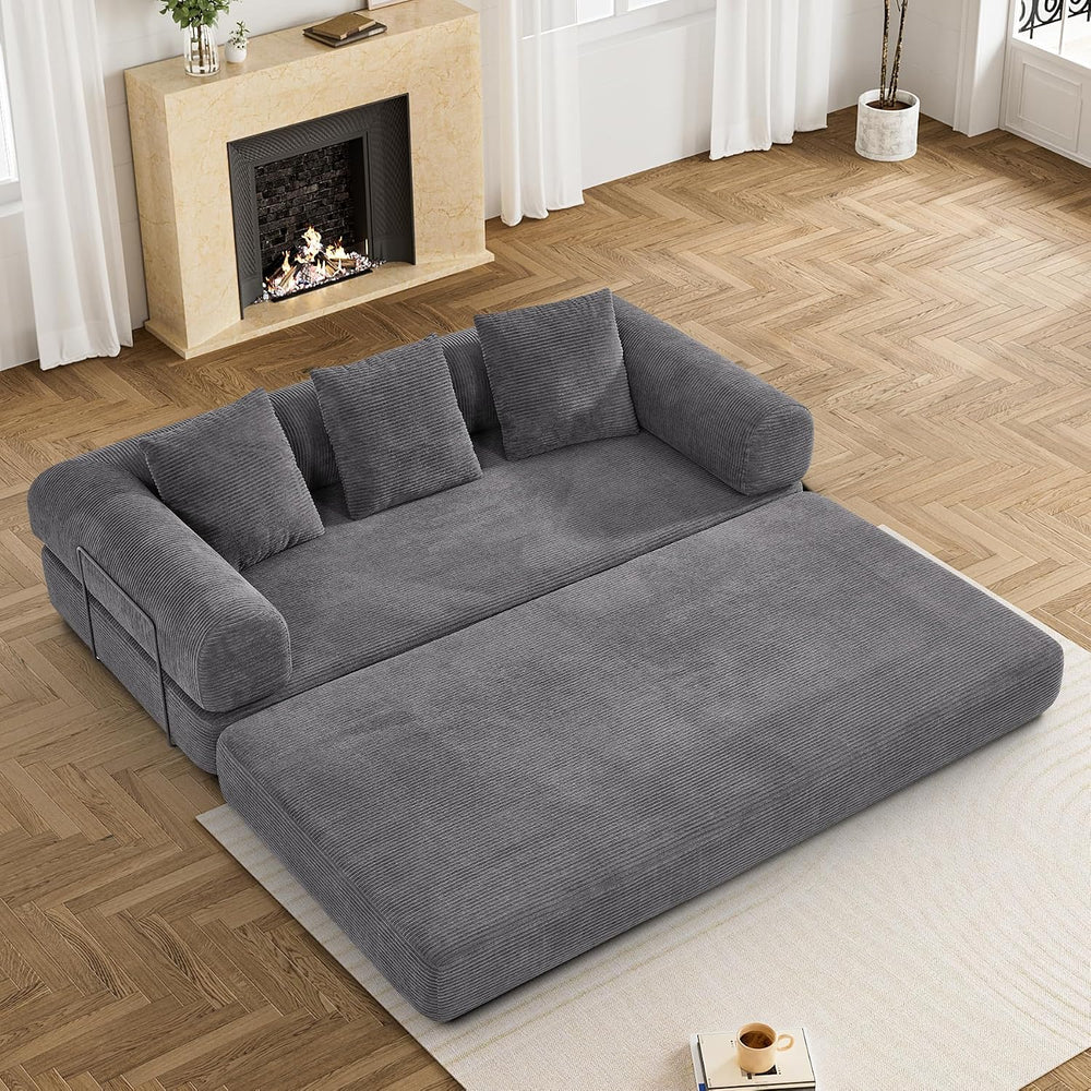 DAMAIFROM Convertible Sleeper Sofa Bed Floor Boneless Couch, Grey