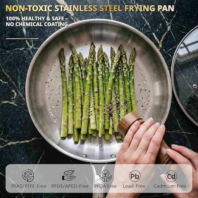 Ciwete 11-Piece Tri-Ply Stainless Steel Pots and Pans Set, 18/10 Stainless - Image 4