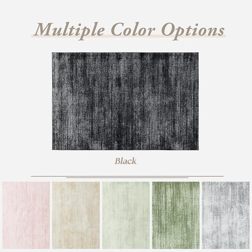 Black Area Rug 8x10 Abstract Soft Washable Rugs Hardwood Floor Protector