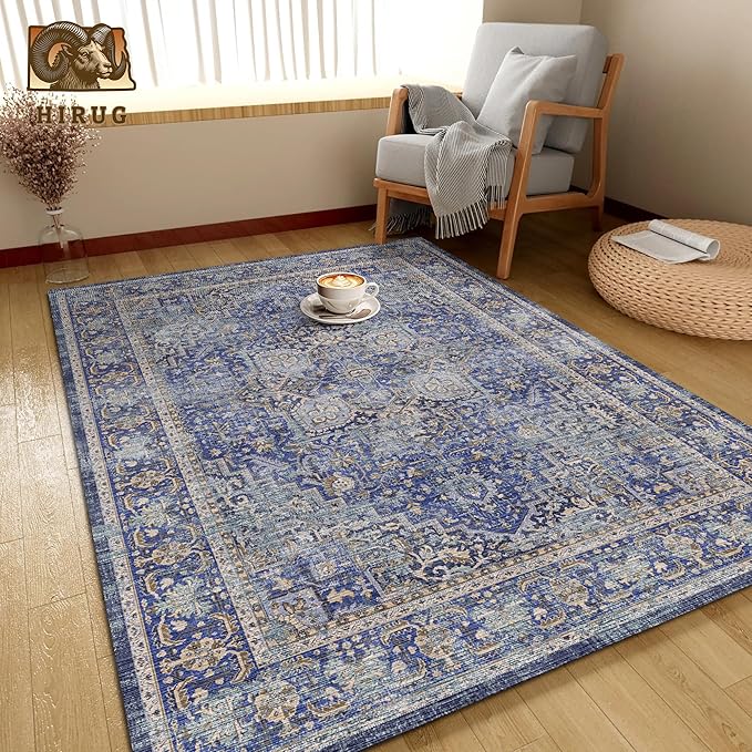 Washable Area Rug 8' x 10' Vintage Traditional Persian Mat - Image 4