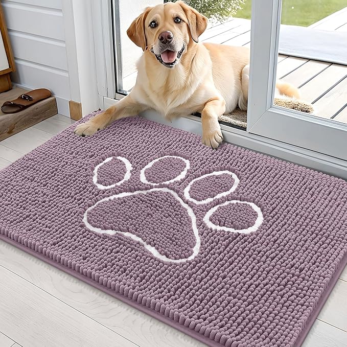 OLANLY Dog Door Mat for Muddy Paws 36x24, Paw Print Design, Absorbs Moisture by OLANLY