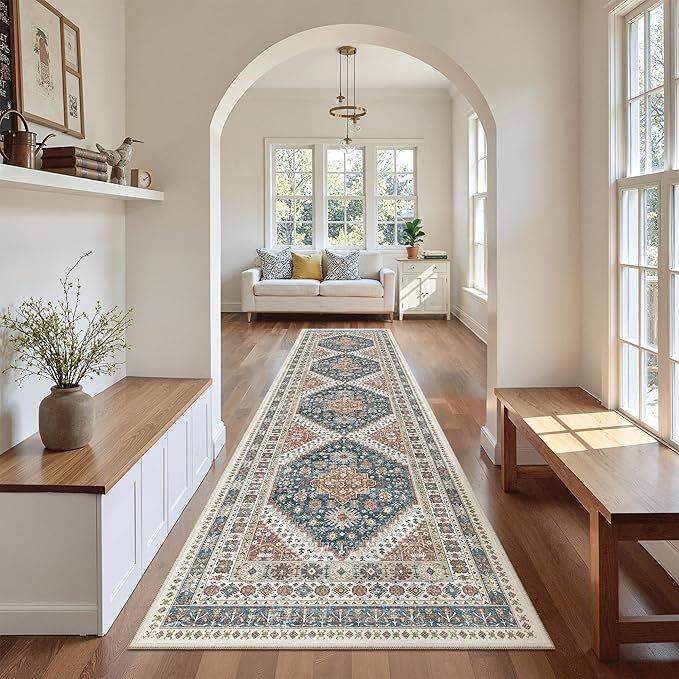 Madane Hallway Runner Rug 2'6''x10' Kitchen Runner, Non Slip Vintage Runners by Madane