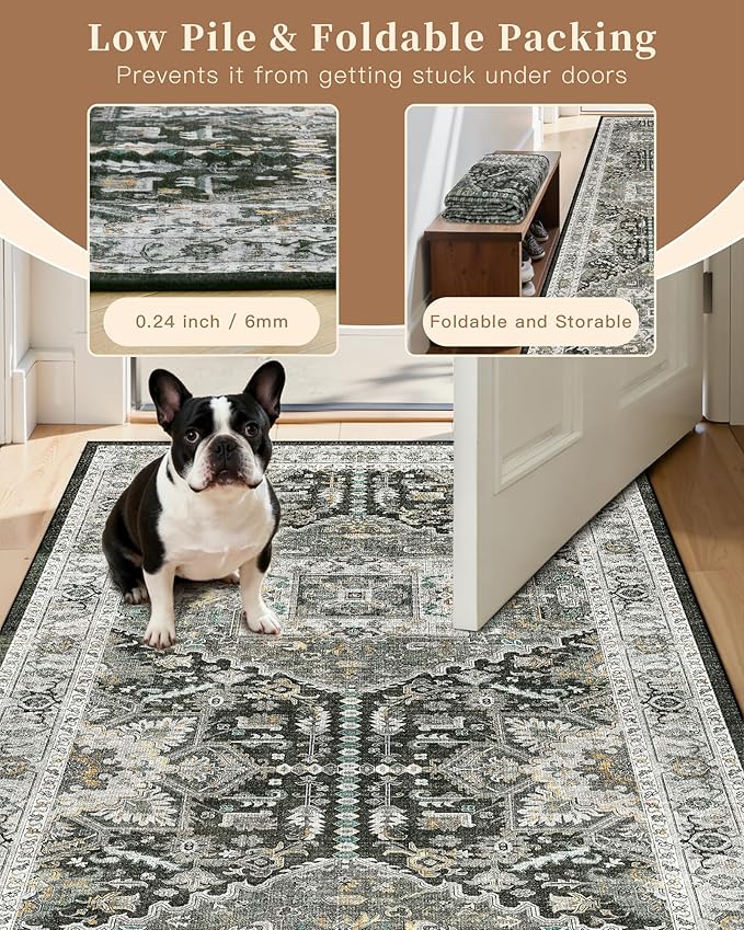 Madane Hallway Washable Runner Rug 2x10, Vintage Kitchen Rugs Soft Entryway Rug - Image 7
