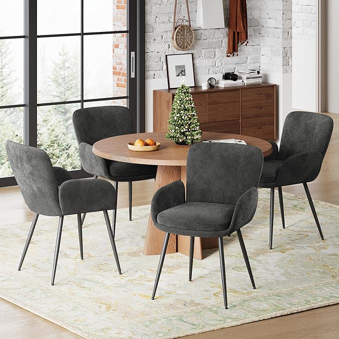 VKNOW Modern Dining Chairs Set of 2, Upholstered Dining Room Chair with Armre...
