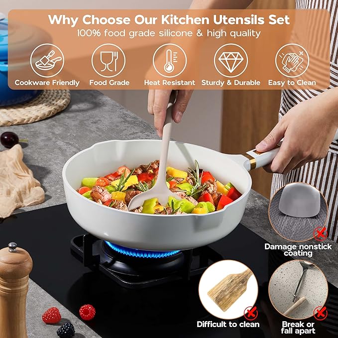 Onader Silicone Cooking Utensils Set of 10, Kitchen Utensils - Image 4