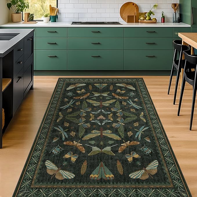 Dark Green 4x6 Washable Area Rug - Image 3