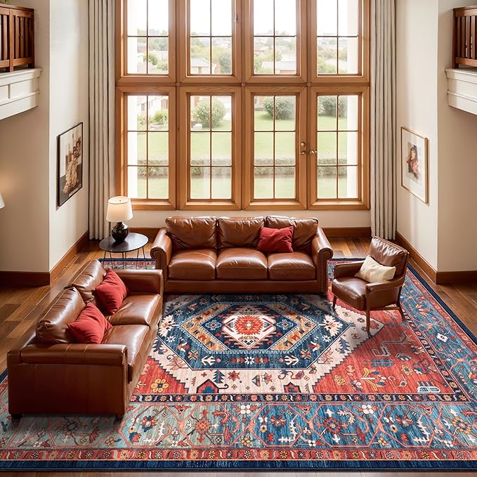 SERISSA 8x12 Area Rugs for Living Room, Large Washable Non-Slip Boho Rug - Image 3