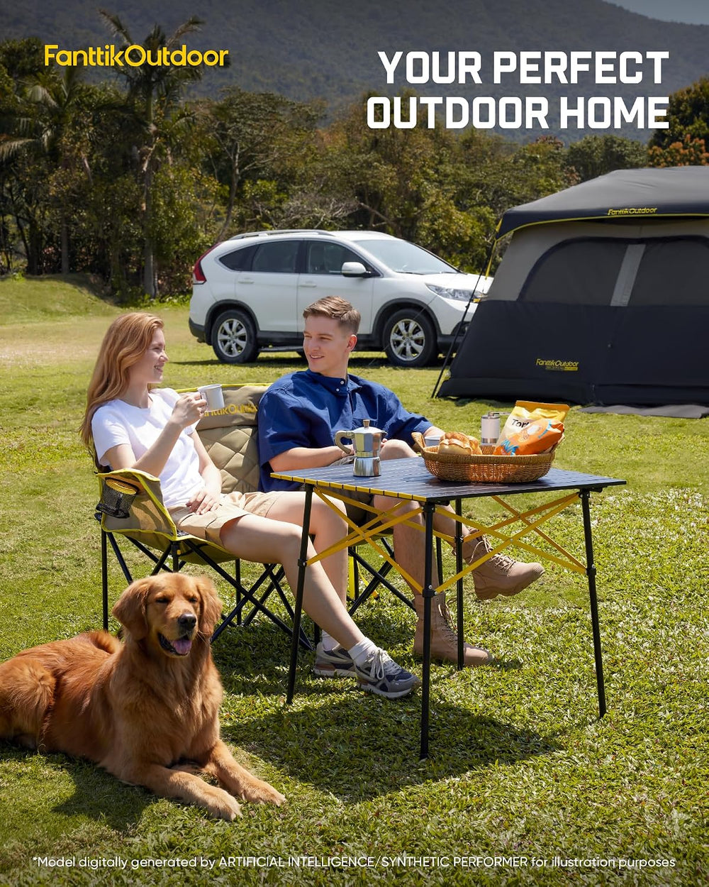 FanttikOutdoor Zeta L11 Duo Pro Double Camping Chair, 2 Person Portable Foldi...