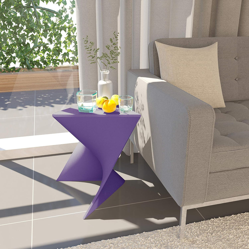 LeisureMod Modern Purple Accent Side Table - Stylish Side Vanity Table for Be...