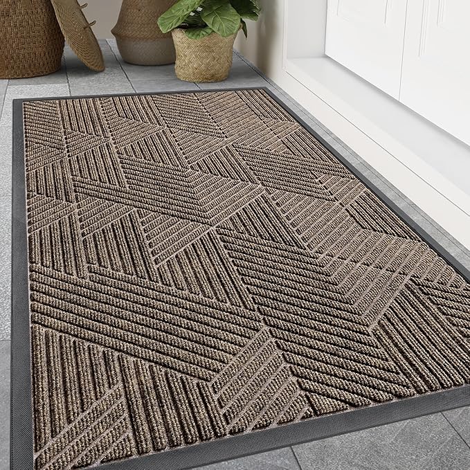 Smiry Front Door Mat Outside Entrance, Heavy Duty Sturdy Natural Rubber Doormat by Smiry