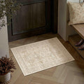 2x3 Washable Area Rug for Entryway Kitchen Vintage Beige Non Slip Low Pile Door by WondRg