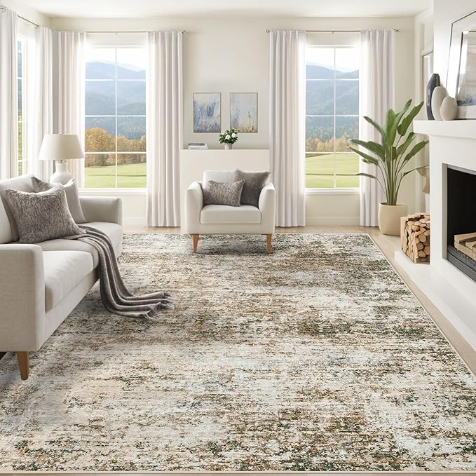 8x10 Area Rugs for Living Room, Washable Modern Abstract Large Area Rug Neutral by XLUEZ