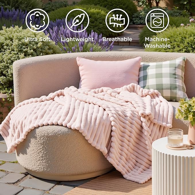 Bedsure GentleSoft Crystal Pink Fleece Blanket - Image 5