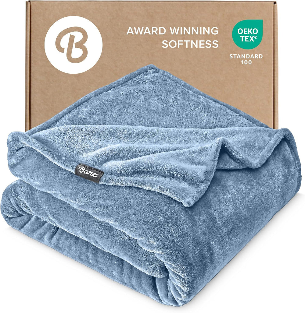 Bare Home Fleece Blanket Luxury Microplush (Full/Queen, Coronet Blue)