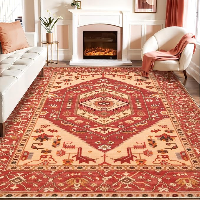 SERISSA Washable Rugs 8x10 Area Rugs, Large Non-Slip Boho Living Room Rug by SERISSAHomeDecorCollection