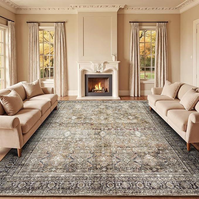Lofus 9x12 Area Rug for Living Room, Soft Neutral Carpets for Bedroom Dining by Lofus