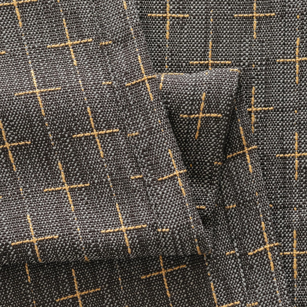 MIULEE Patterned Farmhouse Linen Curtains, Back Tab, 52Wx84L, Dark Grey