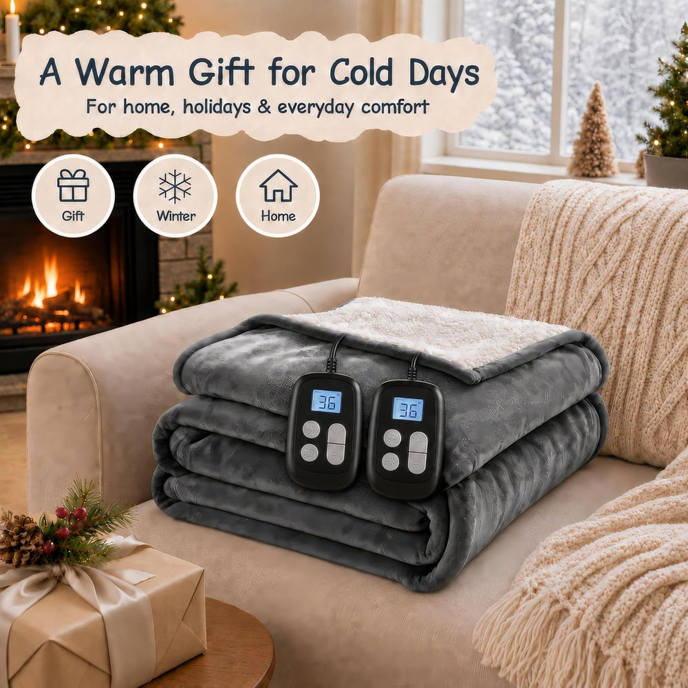 Soypipo Electric Heated Blanket King 90"x100" - Light Gray, ETL Cer...