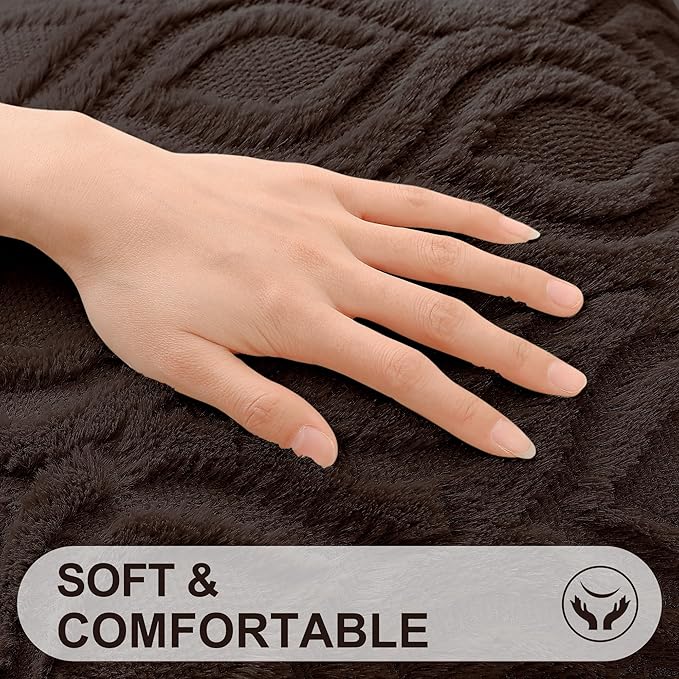 decorUhome Throw Pillow Covers 26x26 Inch Set of 2, Soft Plush Faux Wool Dark - Image 2