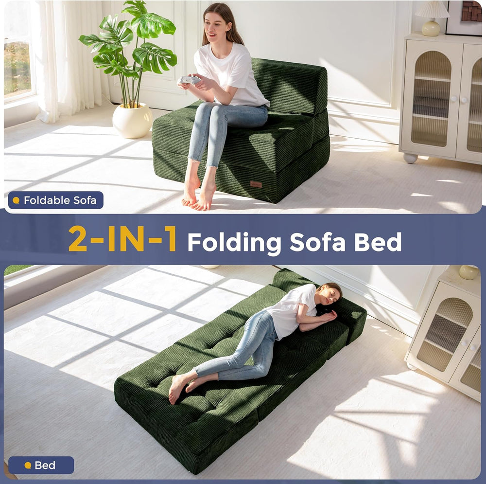 MAXYOYO Folding Sofa Bed, 8-Inch Fold-Out Chair Bed, Single